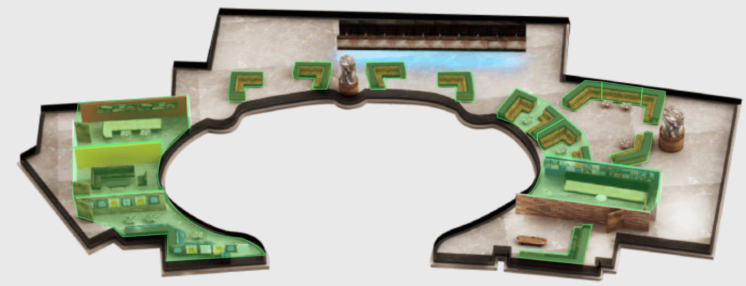 Jewel Nightclub mezzanine level table map