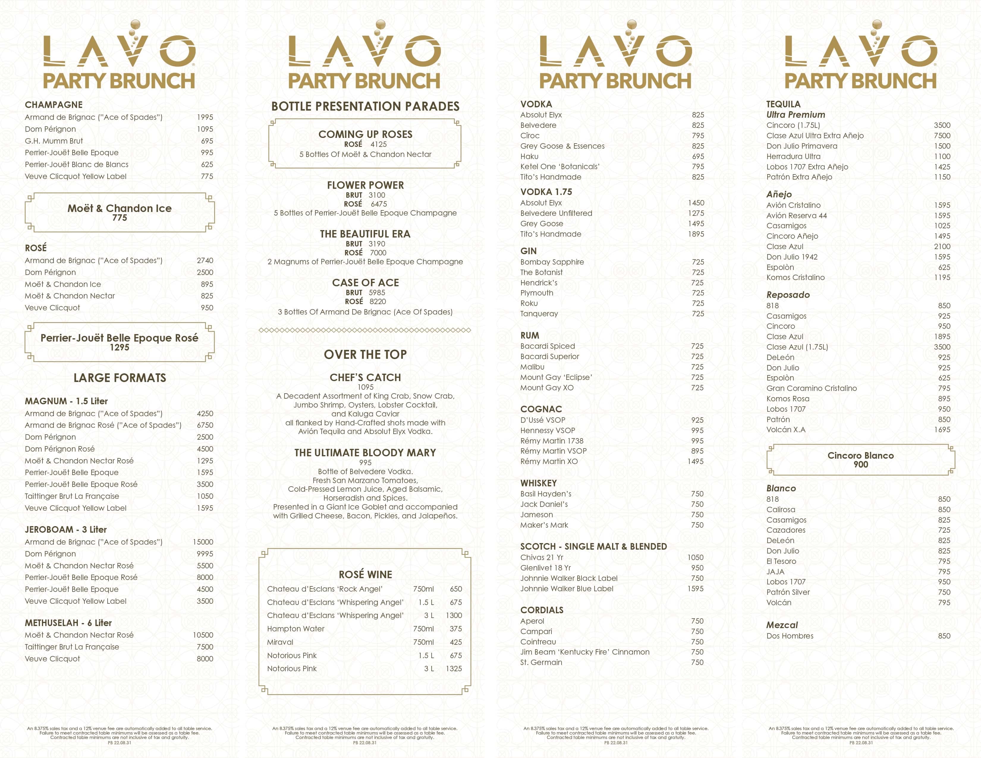 Lavo Party Brunch Bottle Service Pricing, Menu & VIP Reservations