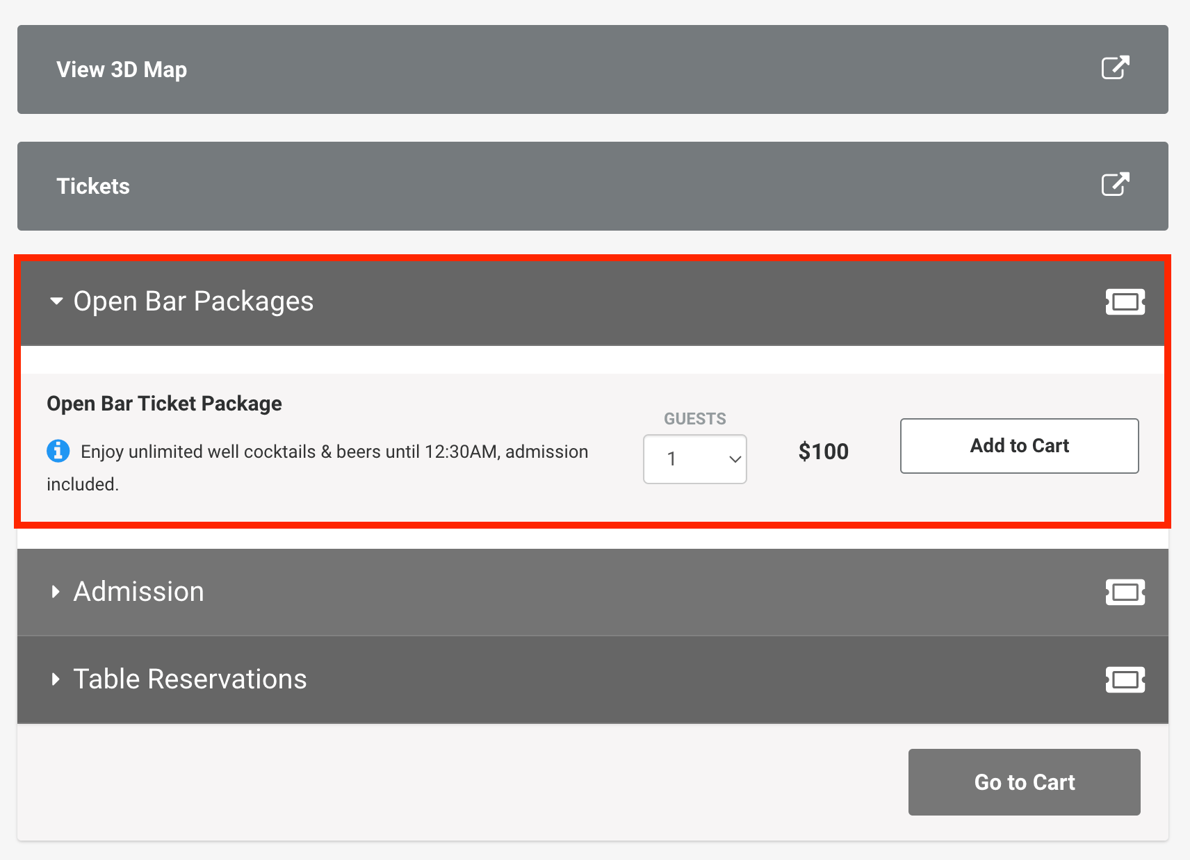 Zouk Open Bar ticket package Zouk Open Bar ticket package